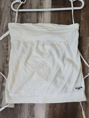 Volcom White Strapless Smocked Tube Top with Logo Tag